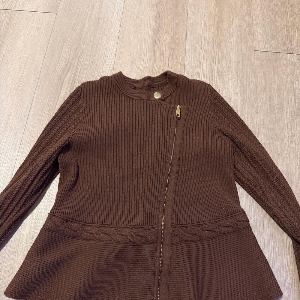 Women’s Brown Knit Peplum sweater